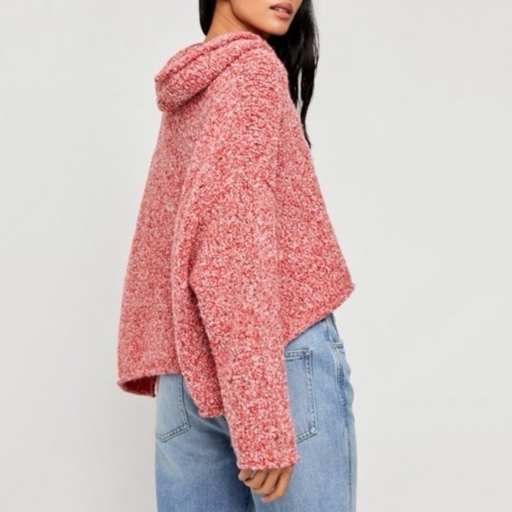 Free People Women's BFF Cowl Neck Textured Sweater In Scarlet Flame Size Medium - Picture 2 of 14